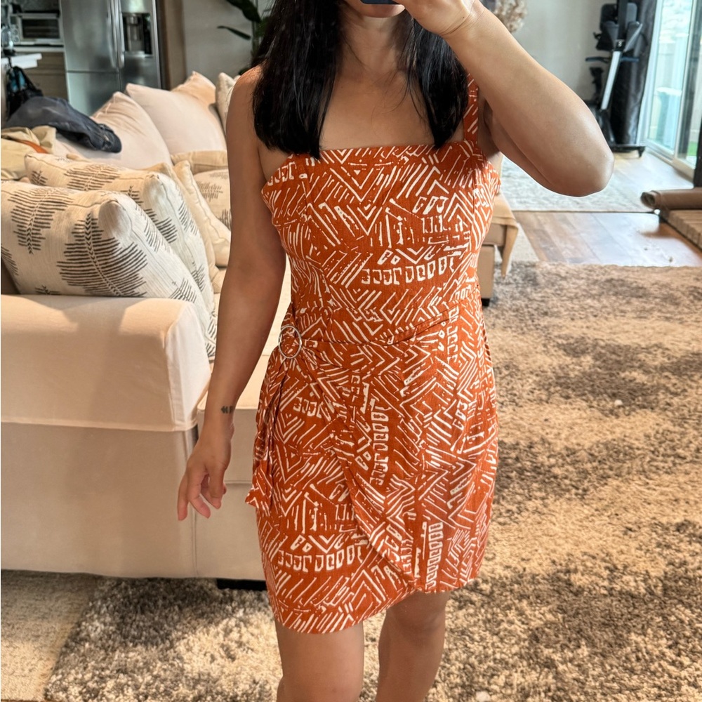 4/$20 - F21 Linen Summer Resort Faux Wrap Dress (medium)